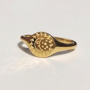New! “Luna” Crescent Moon Engraved Gold Ring